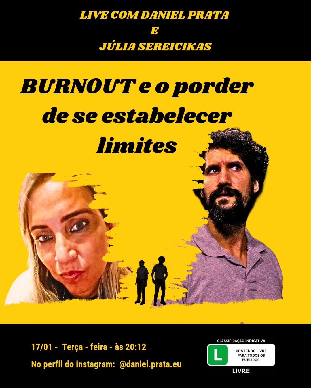 Cartaz da live sobre Burnout e limites